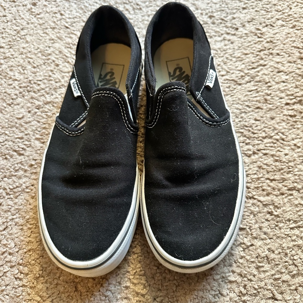 Vans Classic Slip On Black and White Shoes Men's Size 5 Woman's Size 6.5